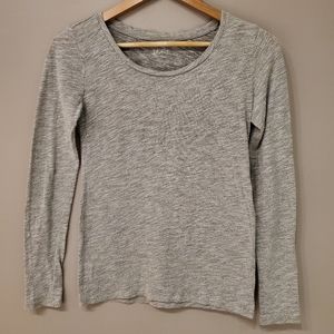 LOFT Long Sleeve Scoop Neck Top - Salt and Pepper Melange